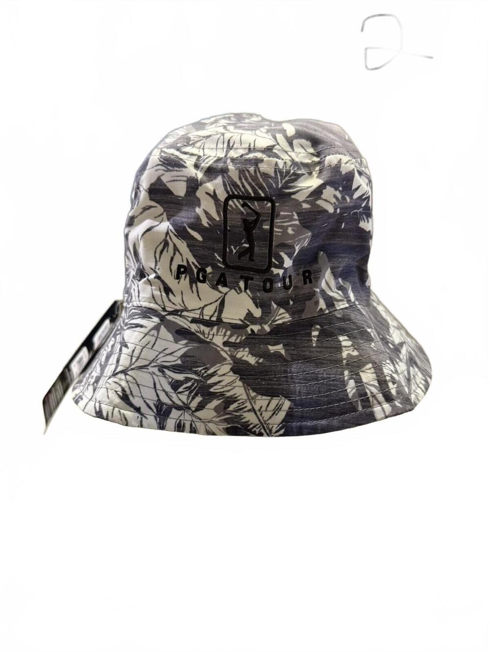 PGA Tour Reversible Gray Tropical Print Bucket Hat SPF 50+